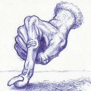 Drawing of an old hand