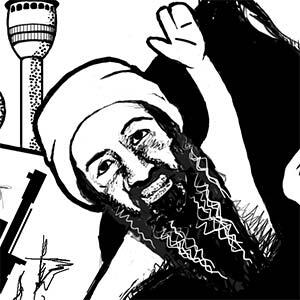 Editorial illustration with Osama Bin Laden