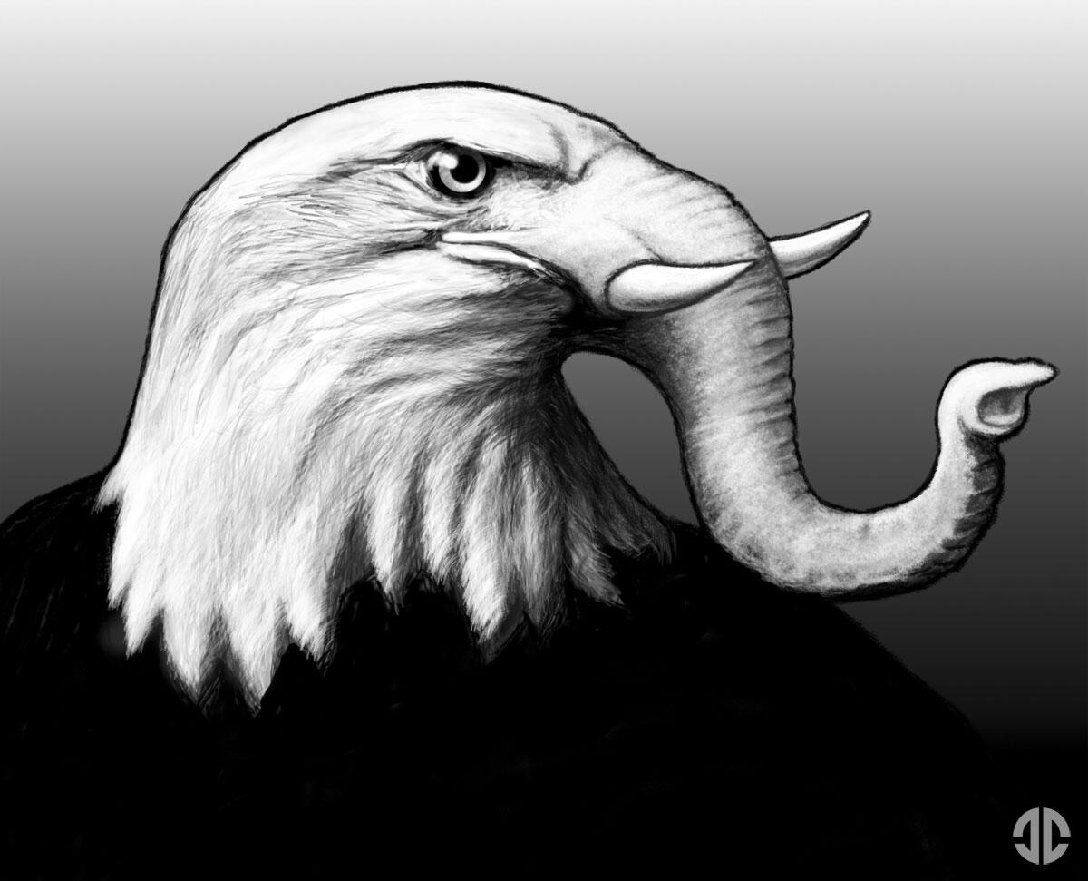 Eagle with an elephant&#039;s trunk