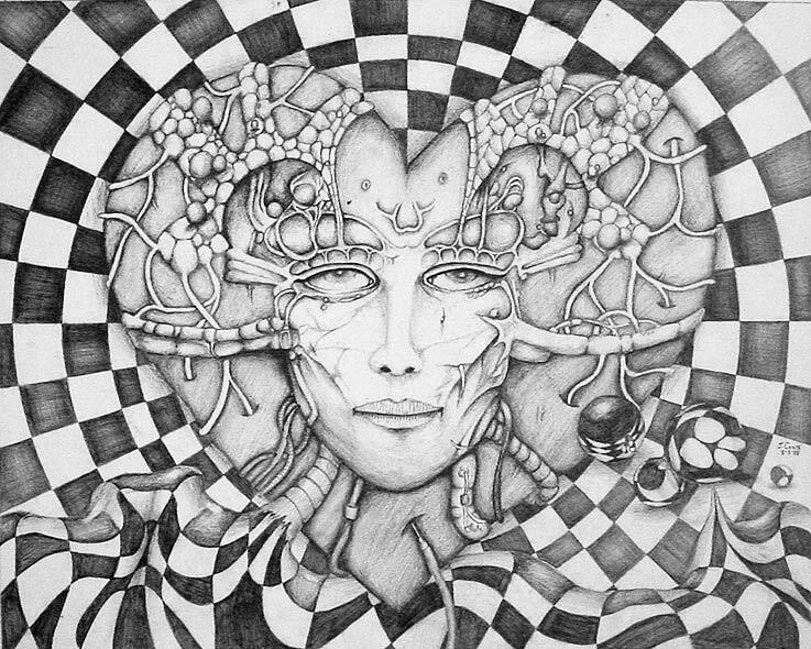 Woman&#039;s face in heart shaped drawing