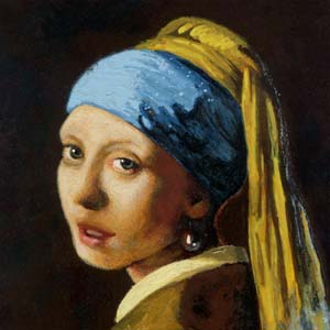 Painting of a woman after Vermeer